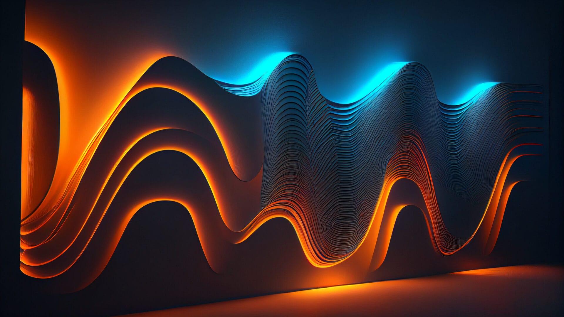 orange and blue neon wavy lights